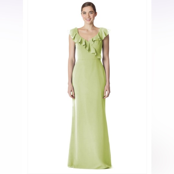 Bari Jay Dresses & Skirts - Bari Jay Sage green V neck ruffle shutter sleeves dress size 16
